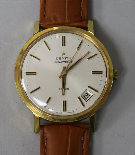 A gentlemans steel and gold plated Zenith automatic 28800 wrist watch,